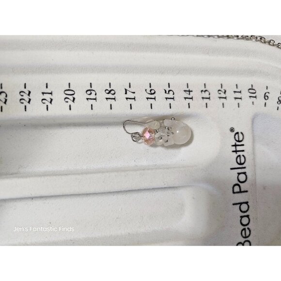 Rose Quartz Crystal Necklace & Earrings Set With Silver Chain & Clasp - Picture 10 of 10